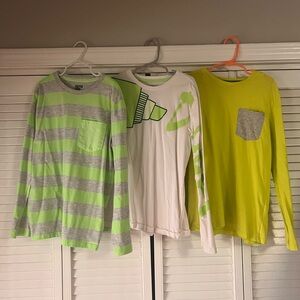 Kids Long Sleeve Tees - Green, White, and Yellow